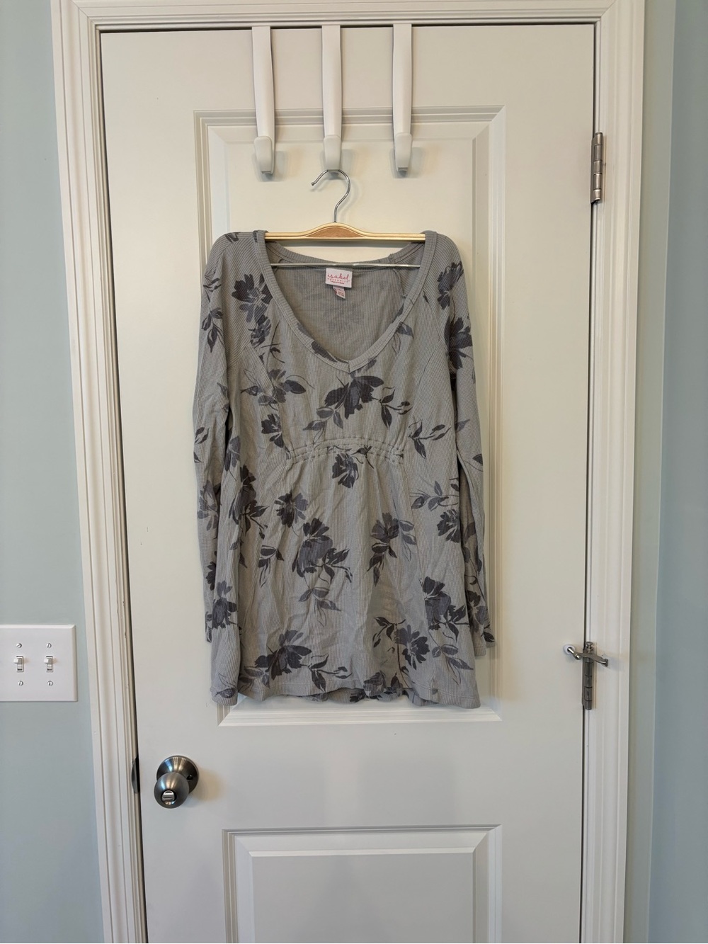 Floral V-Neck Long Sleeve Women's Maternity Shirt